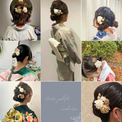 髪飾り イヴォアールホワイト【ヘアアクセサリー 花 ドライフラワー プリザーブド】 【結婚式 ヘアアクセサリー】