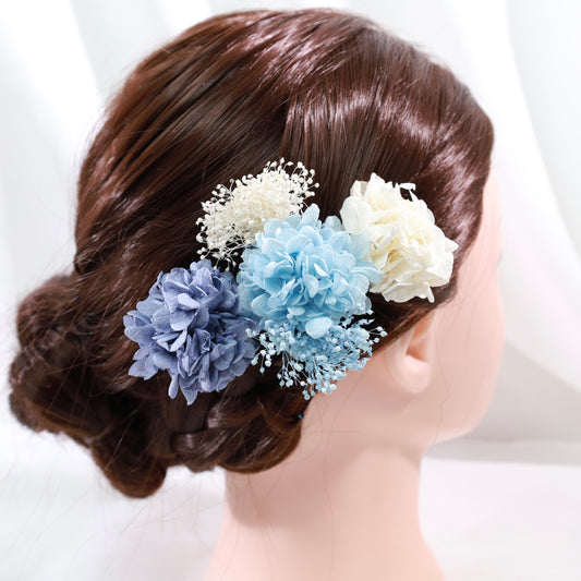 髪飾り セレストブルー【ヘアアクセサリー　花　ドライフラワー　プリザーブド】 【結婚式　ヘアアクセサリー】