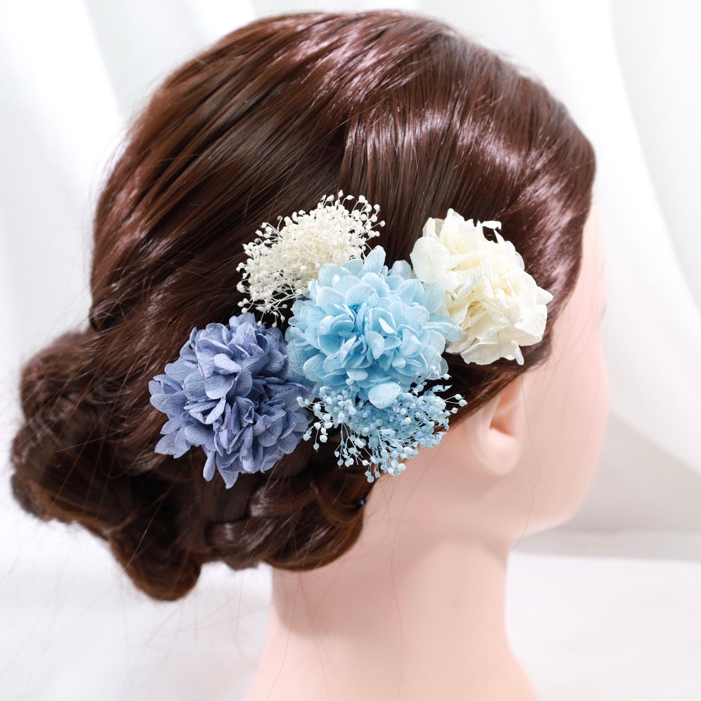 髪飾り セレストブルー【ヘアアクセサリー 花 ドライフラワー プリザーブド】 【結婚式 ヘアアクセサリー】