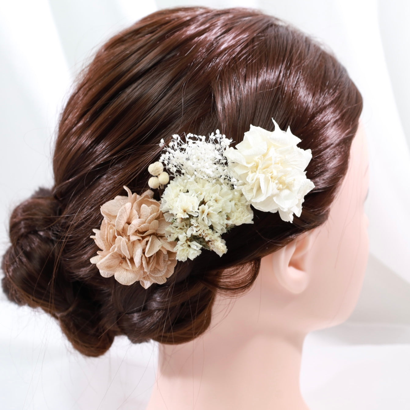 髪飾り オフホワイト【ヘアアクセサリー　花　ドライフラワー　プリザーブド】 【結婚式　ヘアアクセサリー】