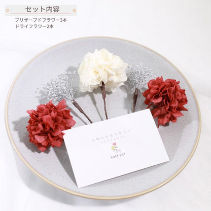 髪飾り シルバーレッド【ヘアアクセサリー 花 ドライフラワー プリザーブド】 【結婚式 ヘアアクセサリー】
