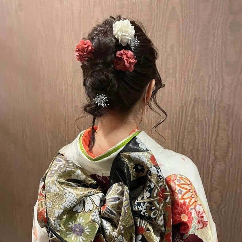 髪飾り シルバーレッド【ヘアアクセサリー 花 ドライフラワー プリザーブド】 【結婚式 ヘアアクセサリー】