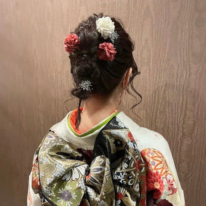 髪飾り シルバーレッド【ヘアアクセサリー 花 ドライフラワー プリザーブド】 【結婚式 ヘアアクセサリー】