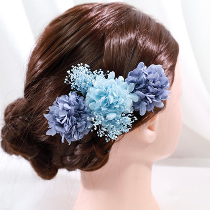 髪飾り サルビアブルー【ヘアアクセサリー 花 ドライフラワー プリザーブド】 【結婚式 ヘアアクセサリー】