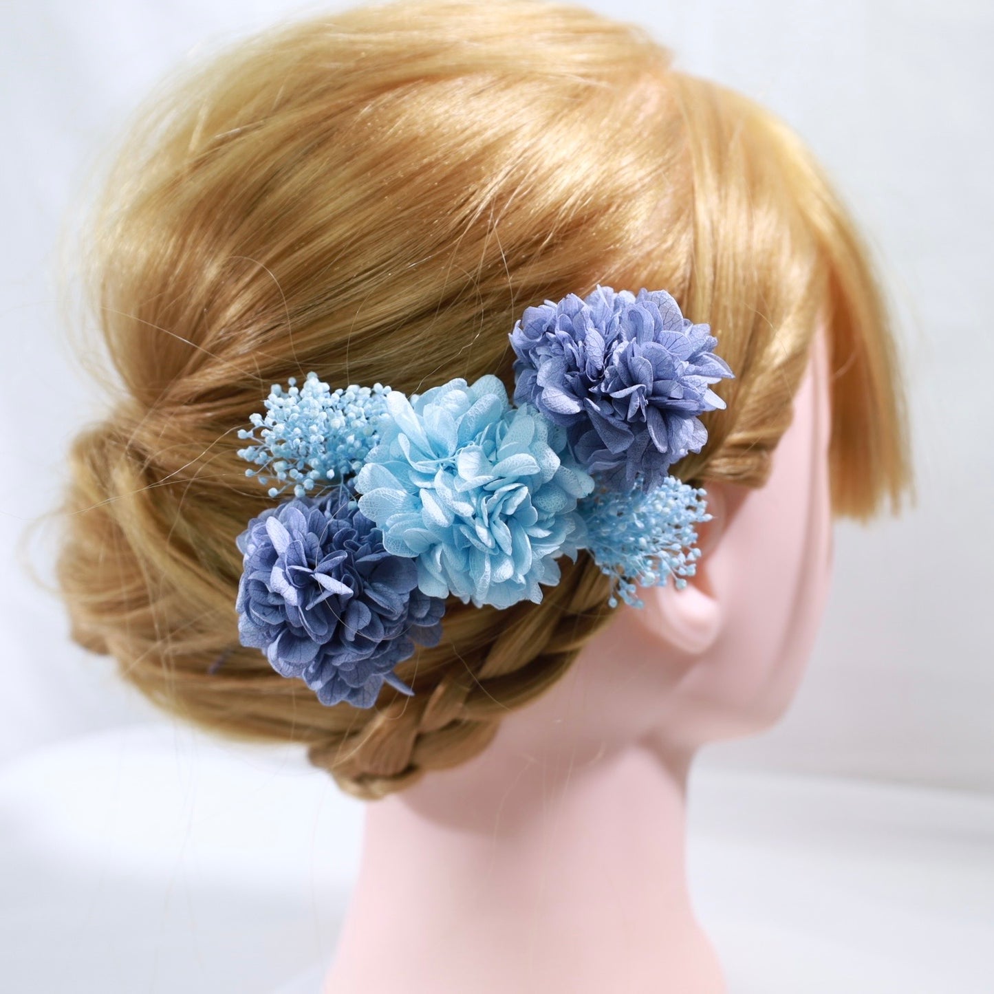 髪飾り サルビアブルー【ヘアアクセサリー　花　ドライフラワー　プリザーブド】 【結婚式　ヘアアクセサリー】