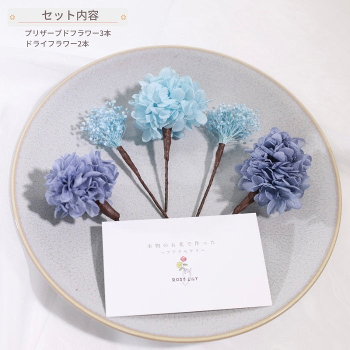 髪飾り サルビアブルー【ヘアアクセサリー 花 ドライフラワー