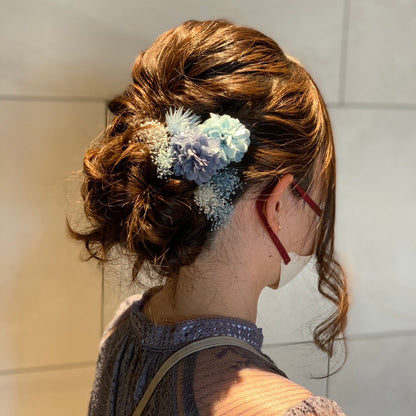 髪飾り ブルーアジュール【ヘアアクセサリー　花　ドライフラワー　プリザーブド】 【結婚式　ヘアアクセサリー】