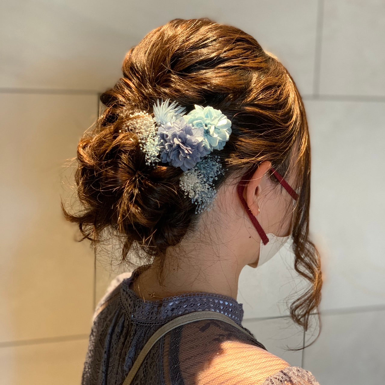 髪飾り ブルーアジュール【ヘアアクセサリー 花 ドライフラワー プリザーブド】 【結婚式 ヘアアクセサリー】