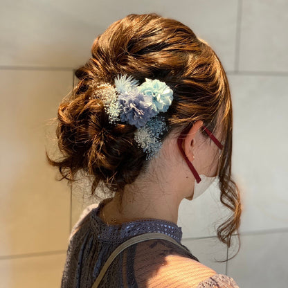 髪飾り ブルーアジュール【ヘアアクセサリー 花 ドライフラワー プリザーブド】 【結婚式 ヘアアクセサリー】