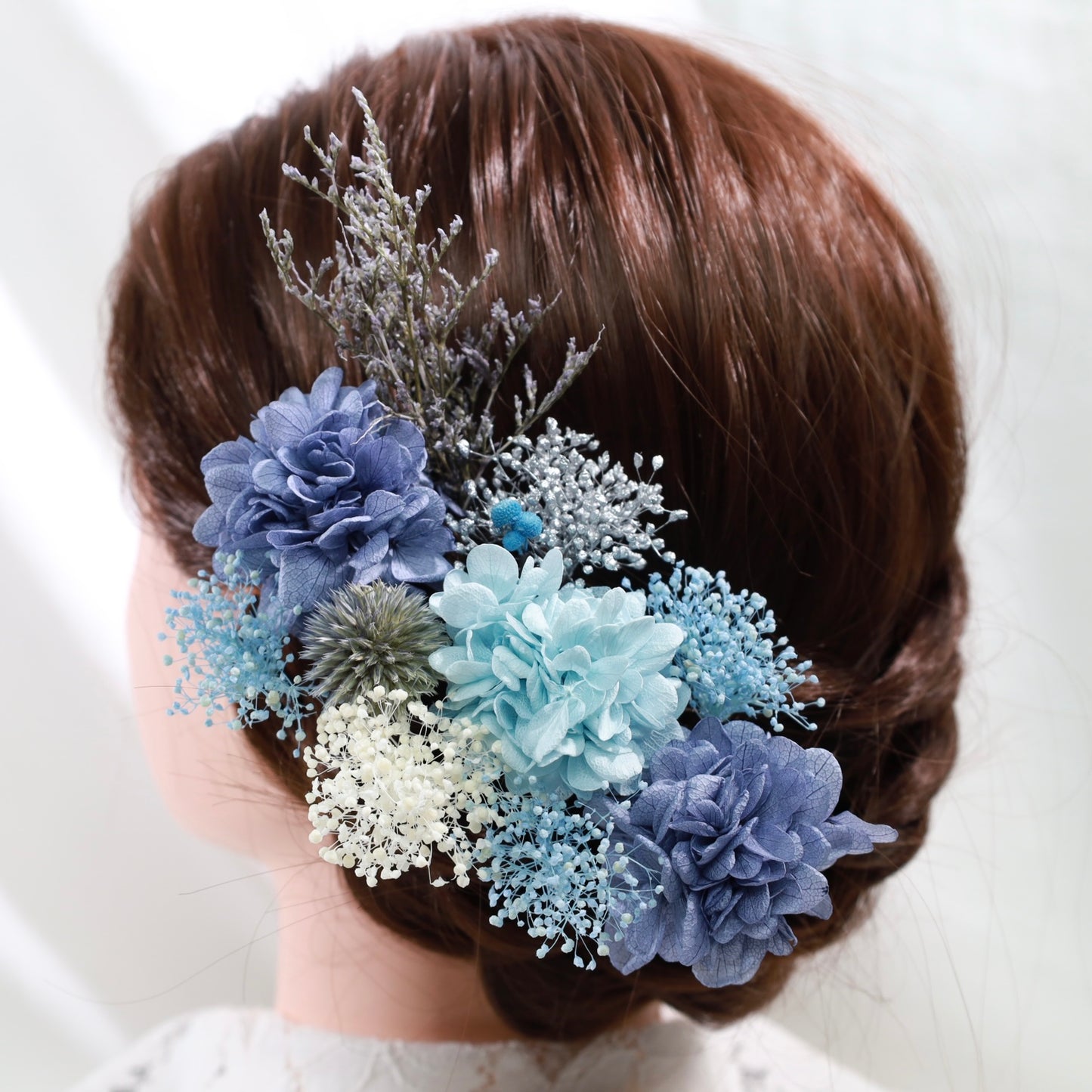 髪飾り ブルーアシード【ヘアアクセサリー　花　ドライフラワー　プリザーブド】 【結婚式　ヘアアクセサリー】