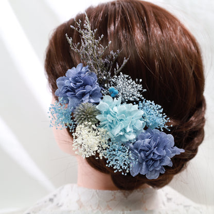 髪飾り ブルーアシード【ヘアアクセサリー　花　ドライフラワー　プリザーブド】 【結婚式　ヘアアクセサリー】