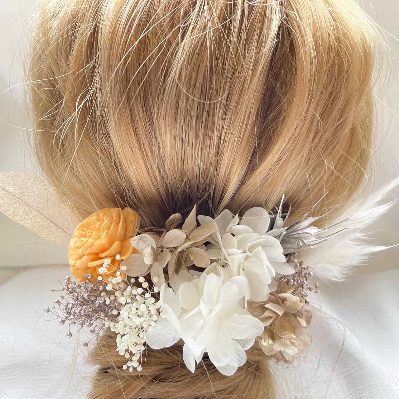 髪飾り オレンジローズ【ヘアアクセサリー 花 ドライフラワー プリザーブド】 【結婚式 ヘアアクセサリー】