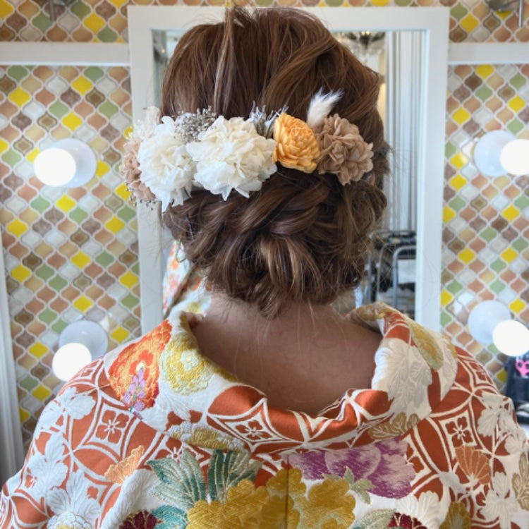 髪飾り オレンジローズ【ヘアアクセサリー 花 ドライフラワー プリザーブド】 【結婚式 ヘアアクセサリー】