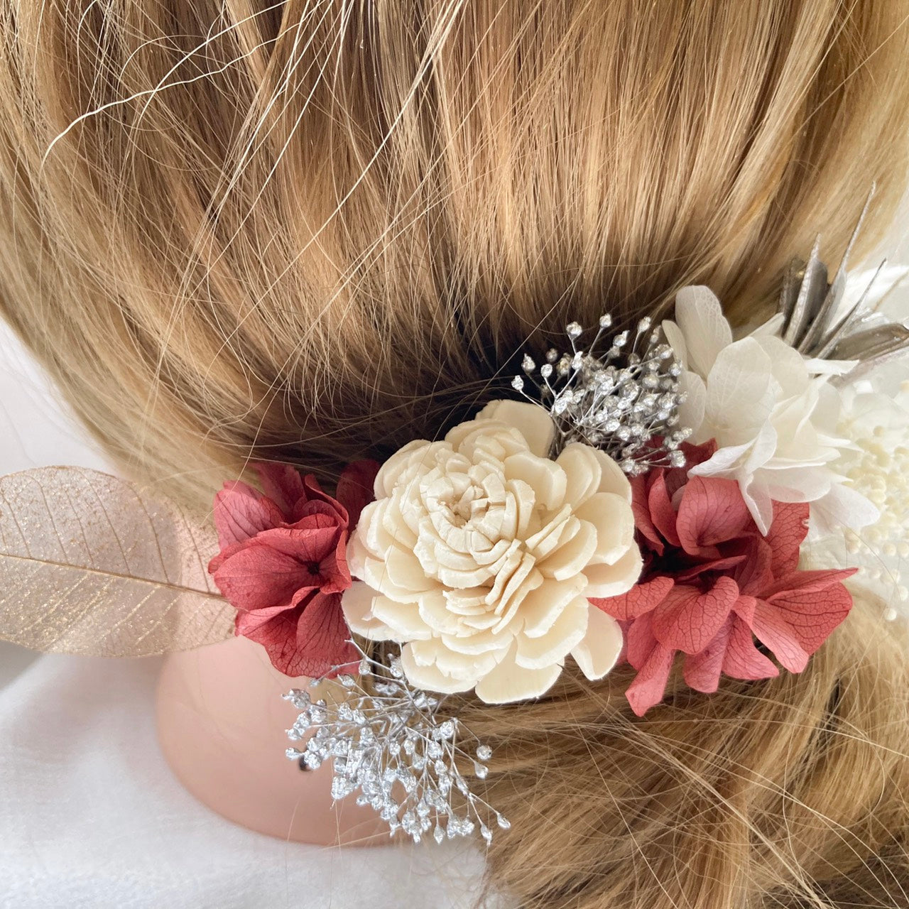 髪飾り ローズ【ヘアアクセサリー 花 ドライフラワー プリザーブド】 【結婚式 ヘアアクセサリー】