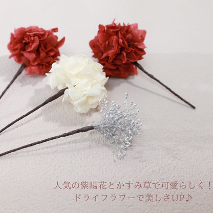 髪飾り ローズ【ヘアアクセサリー　花　ドライフラワー　プリザーブド】 【結婚式　ヘアアクセサリー】