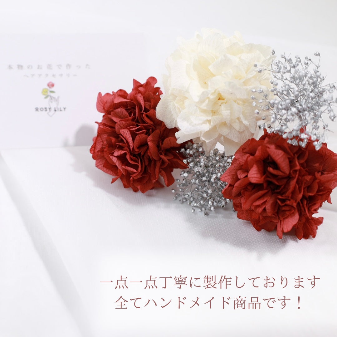 髪飾り ローズ【ヘアアクセサリー　花　ドライフラワー　プリザーブド】 【結婚式　ヘアアクセサリー】