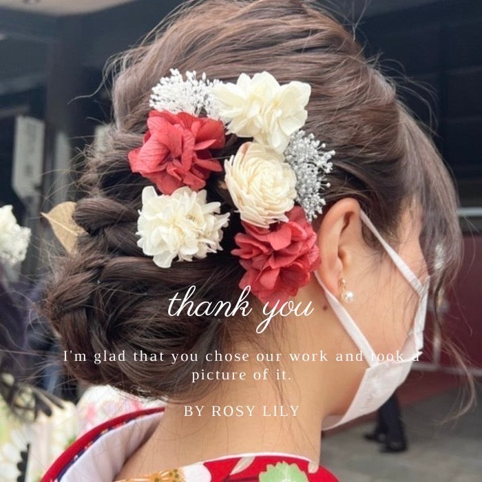 髪飾り ローズ【ヘアアクセサリー　花　ドライフラワー　プリザーブド】 【結婚式　ヘアアクセサリー】