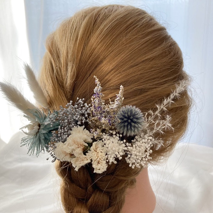 髪飾り スカイパープル【ヘアアクセサリー　花　ドライフラワー　プリザーブド】 【結婚式　ヘアアクセサリー】