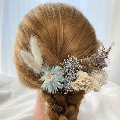 髪飾り スカイパープル【ヘアアクセサリー　花　ドライフラワー　プリザーブド】 【結婚式　ヘアアクセサリー】