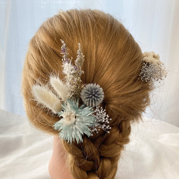 髪飾り スカイパープル【ヘアアクセサリー　花　ドライフラワー　プリザーブド】 【結婚式　ヘアアクセサリー】