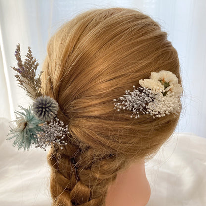 髪飾り スカイパープル【ヘアアクセサリー　花　ドライフラワー　プリザーブド】 【結婚式　ヘアアクセサリー】