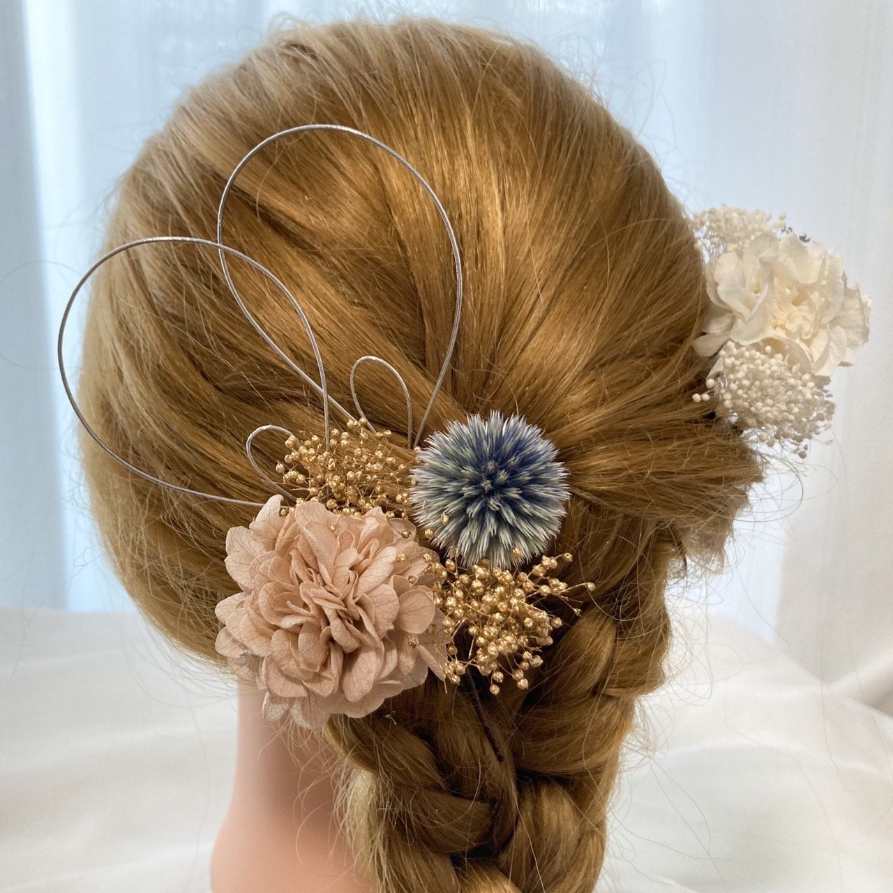 髪飾り ライトベージュ【ヘアアクセサリー　花　ドライフラワー　プリザーブド】 【結婚式　ヘアアクセサリー】