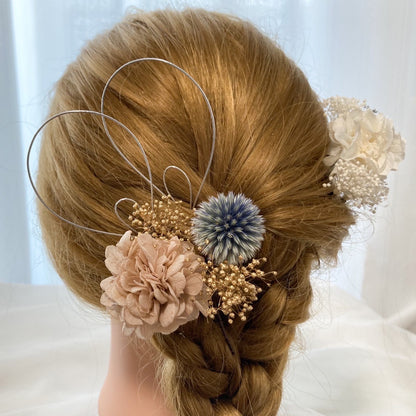 髪飾り ライトベージュ【ヘアアクセサリー　花　ドライフラワー　プリザーブド】 【結婚式　ヘアアクセサリー】