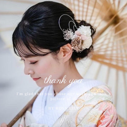 髪飾り ホワイトベージュ【ヘアアクセサリー　花　ドライフラワー　プリザーブド】 【結婚式　ヘアアクセサリー】