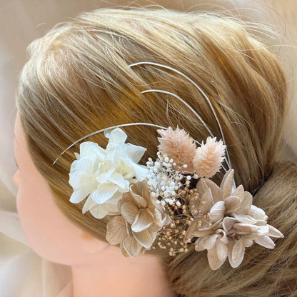 髪飾り ベージュ【ヘアアクセサリー 花 ドライフラワー プリザーブド】 【結婚式 ヘアアクセサリー】
