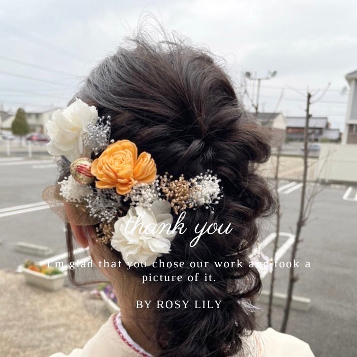 髪飾り ウィスキーオレンジ【ヘアアクセサリー　花　ドライフラワー　プリザーブド】 【結婚式　ヘアアクセサリー】