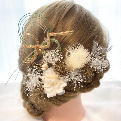 髪飾り アヴァーヌ【ヘアアクセサリー 花 ドライフラワー プリザーブド 水引】 【結婚式 和装 アクセサリー】