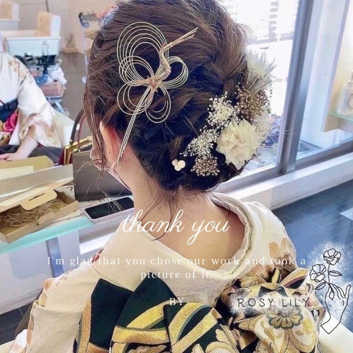 髪飾り アヴァーヌ【ヘアアクセサリー 花 ドライフラワー プリザーブド 水引】 【結婚式 和装 アクセサリー】