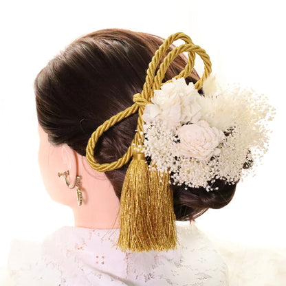 髪飾り ブランカーセ【ヘアアクセサリー 花 ドライフラワー プリザーブド 水引】 【結婚式 和装 アクセサリー】