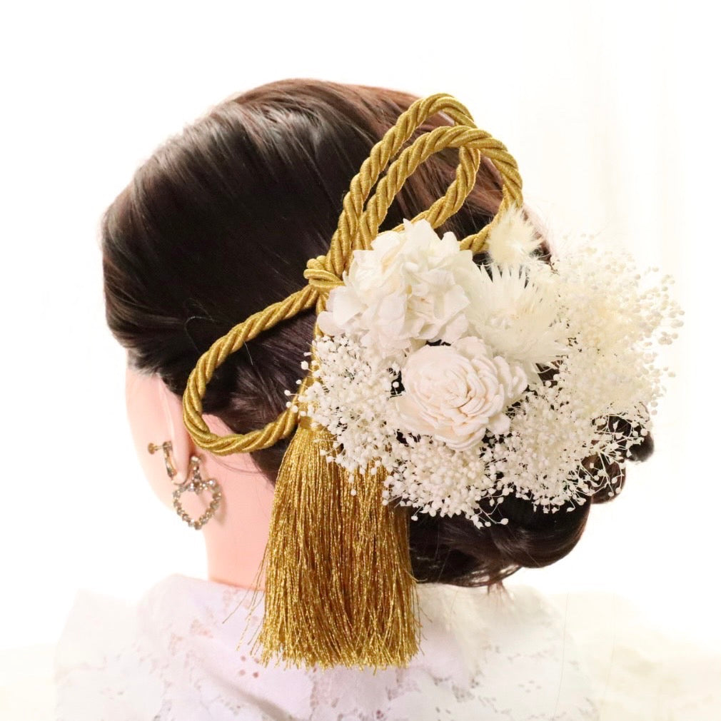 髪飾り ブランカーセ【ヘアアクセサリー 花 ドライフラワー プリザーブド 水引】 【結婚式 和装 アクセサリー】