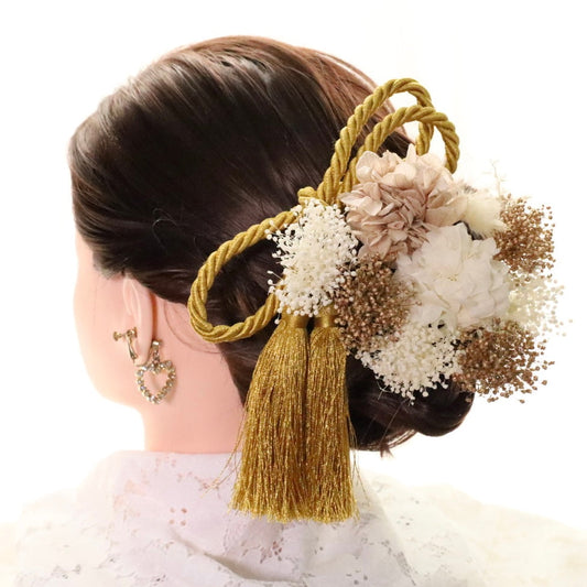 髪飾り シャータン【ヘアアクセサリー 花 ドライフラワー プリザーブド 水引】 【結婚式 和装 アクセサリー】
