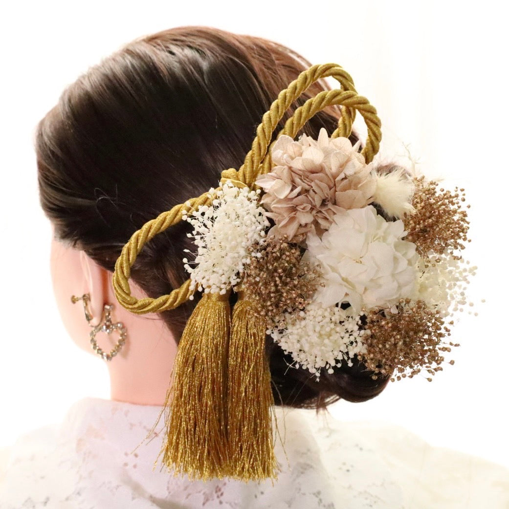 髪飾り シャータン【ヘアアクセサリー　花　ドライフラワー　プリザーブド　水引】 【結婚式　和装　アクセサリー】