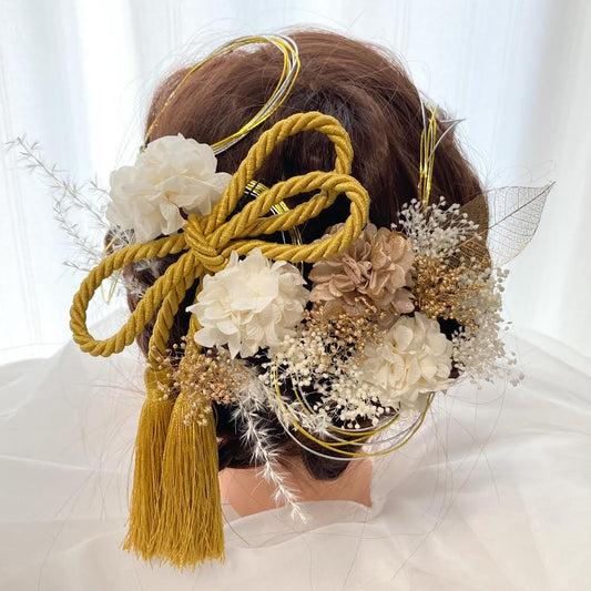 髪飾り ヴァイス【ヘアアクセサリー 花 ドライフラワー プリザーブド 水引】 【結婚式 和装 アクセサリー】