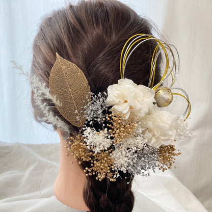 髪飾り アルプ【ヘアアクセサリー 花 ドライフラワー プリザーブド 水引】 【結婚式 和装 アクセサリー】