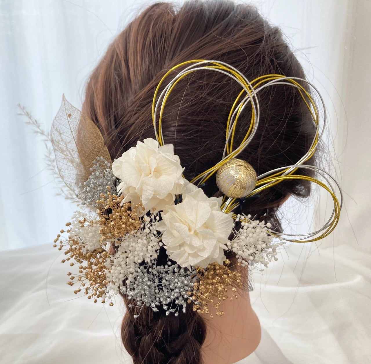 髪飾り アルプ【ヘアアクセサリー 花 ドライフラワー プリザーブド 水引】 【結婚式 和装 アクセサリー】