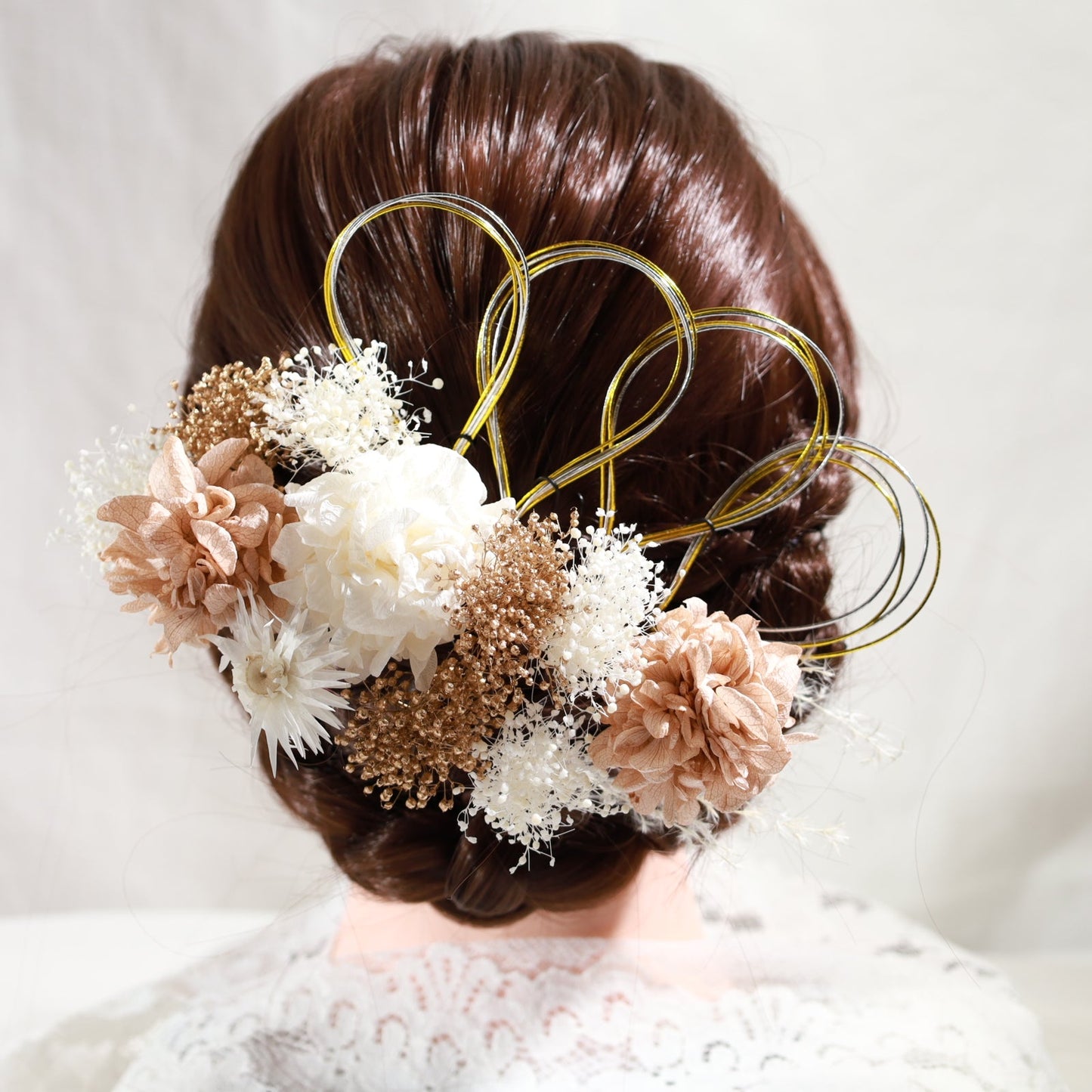 髪飾り リノン【ヘアアクセサリー 花 ドライフラワー プリザーブド 水引】 【結婚式 和装 アクセサリー】