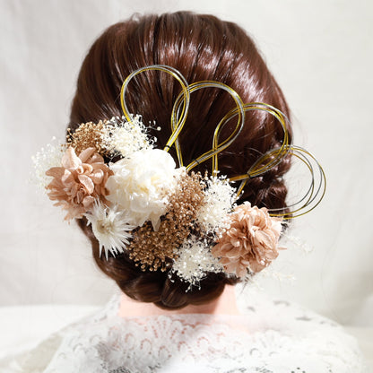 髪飾り リノン【ヘアアクセサリー 花 ドライフラワー プリザーブド 水引】 【結婚式 和装 アクセサリー】
