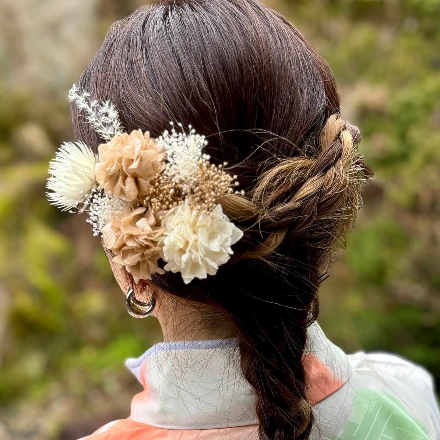 髪飾り リノン【ヘアアクセサリー　花　ドライフラワー　プリザーブド　水引】 【結婚式　和装　アクセサリー】