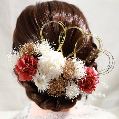 髪飾り ロシュ【ヘアアクセサリー 花 ドライフラワー プリザーブド 水引】 【結婚式 和装 アクセサリー】