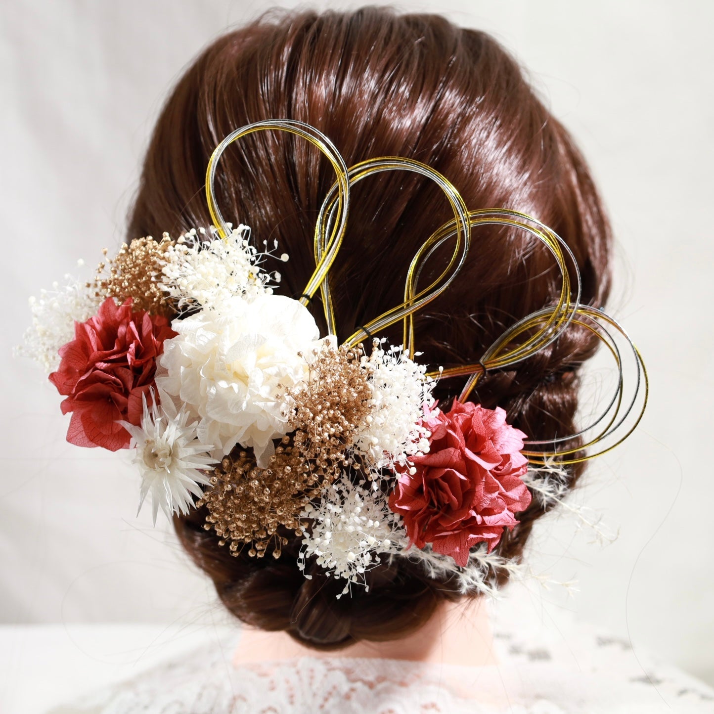 髪飾り ロシュ【ヘアアクセサリー 花 ドライフラワー プリザーブド 水引】 【結婚式 和装 アクセサリー】