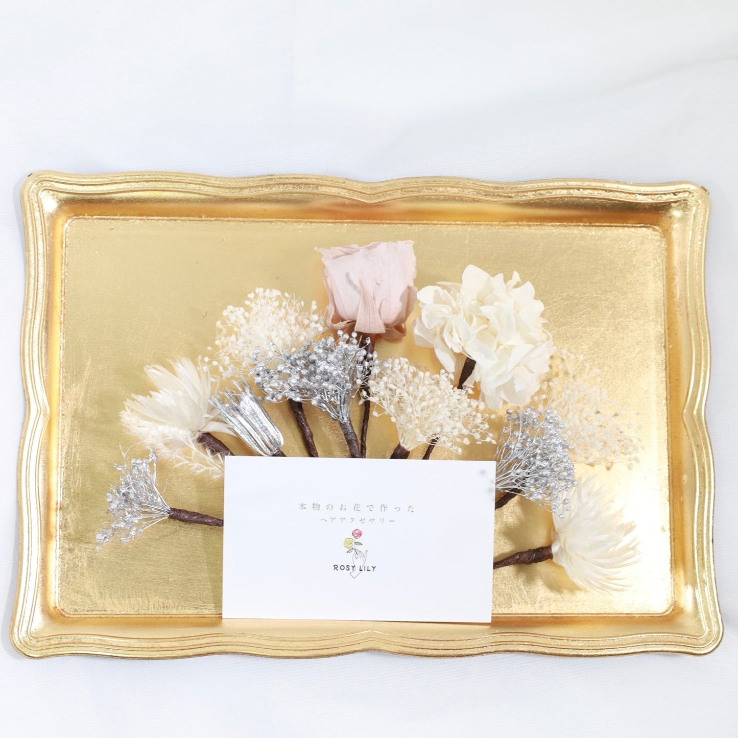 髪飾り Vピンク 【ヘアアクセサリー バラ 花 ドライフラワー プリザーブド 】 【結婚式 ヘアアクセサリー】