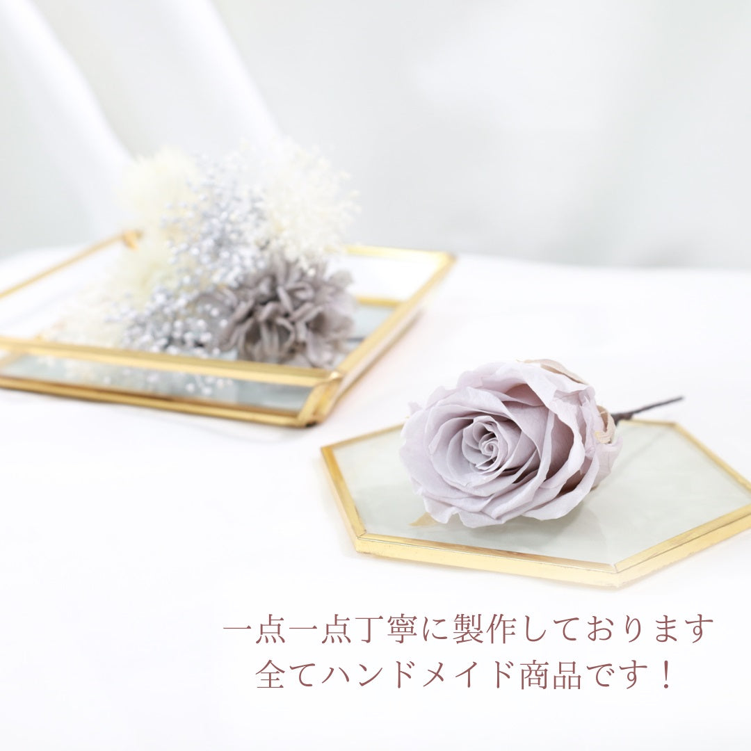 髪飾り Vグレー 【ヘアアクセサリー バラ 花 ドライフラワー プリザーブド 】 【結婚式 ヘアアクセサリー】