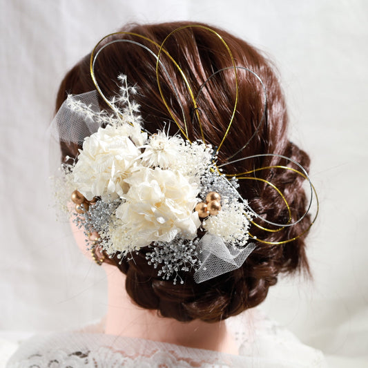 髪飾り ウィット【ヘアアクセサリー 花 ドライフラワー プリザーブド 水引】 【結婚式 和装 アクセサリー】