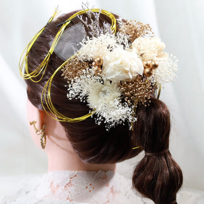 髪飾り グイン【ヘアアクセサリー 花 ドライフラワー プリザーブド 水引】 【結婚式 和装 アクセサリー】