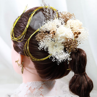 髪飾り グイン【ヘアアクセサリー 花 ドライフラワー プリザーブド 水引】 【結婚式 和装 アクセサリー】