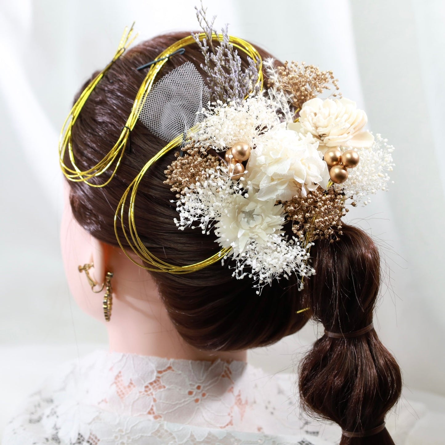 髪飾り グイン【ヘアアクセサリー 花 ドライフラワー プリザーブド 水引】 【結婚式 和装 アクセサリー】